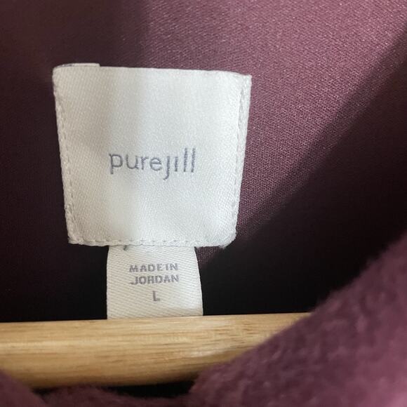 Pure Jill Faux Suede Long Shirt Jacket Size L Bayberry Buttons Fleece Ultra Soft - Picture 8 of 12